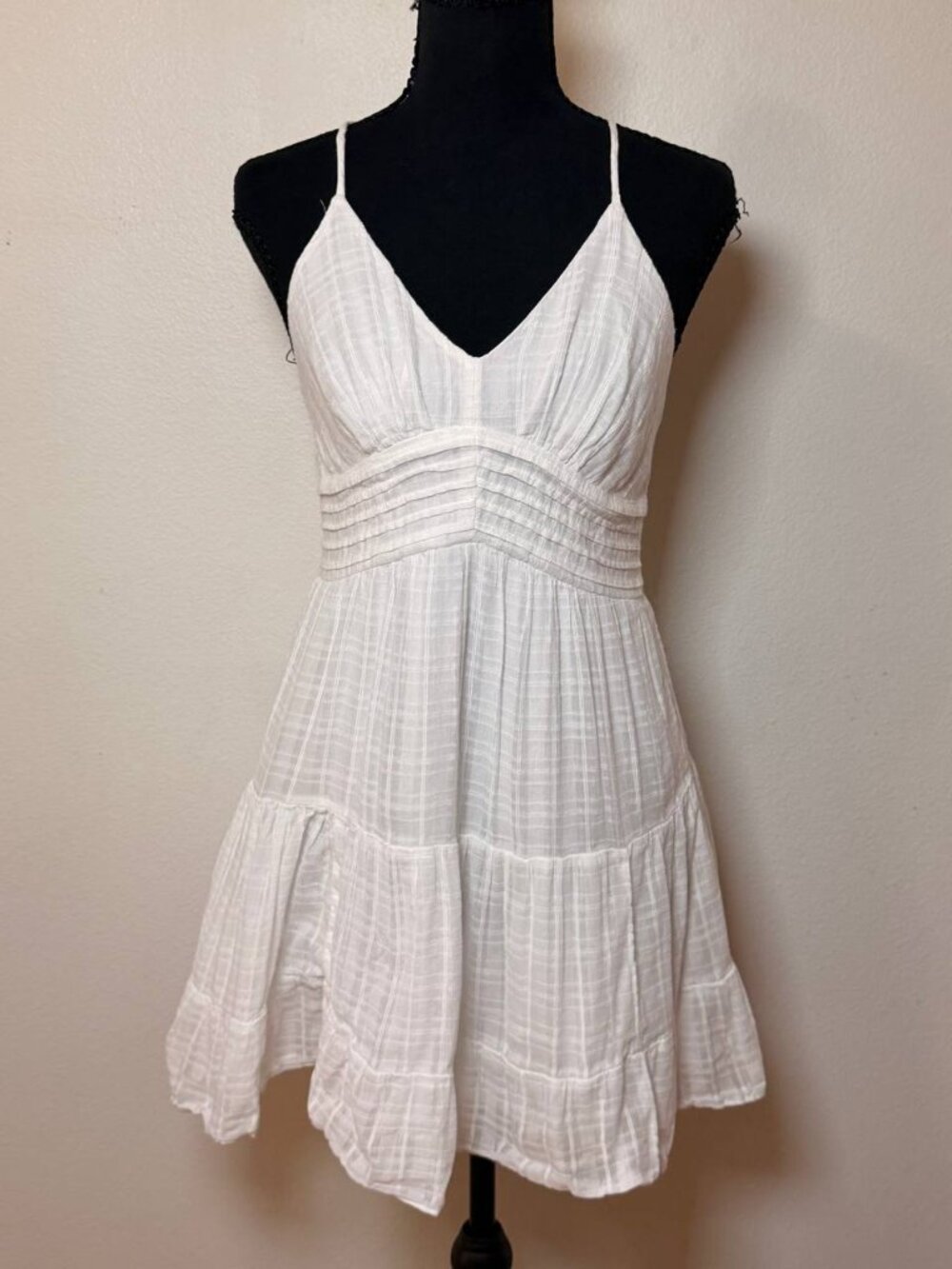 American Eagle 100% Cotton White Halter Sundress Beach Vacation Style